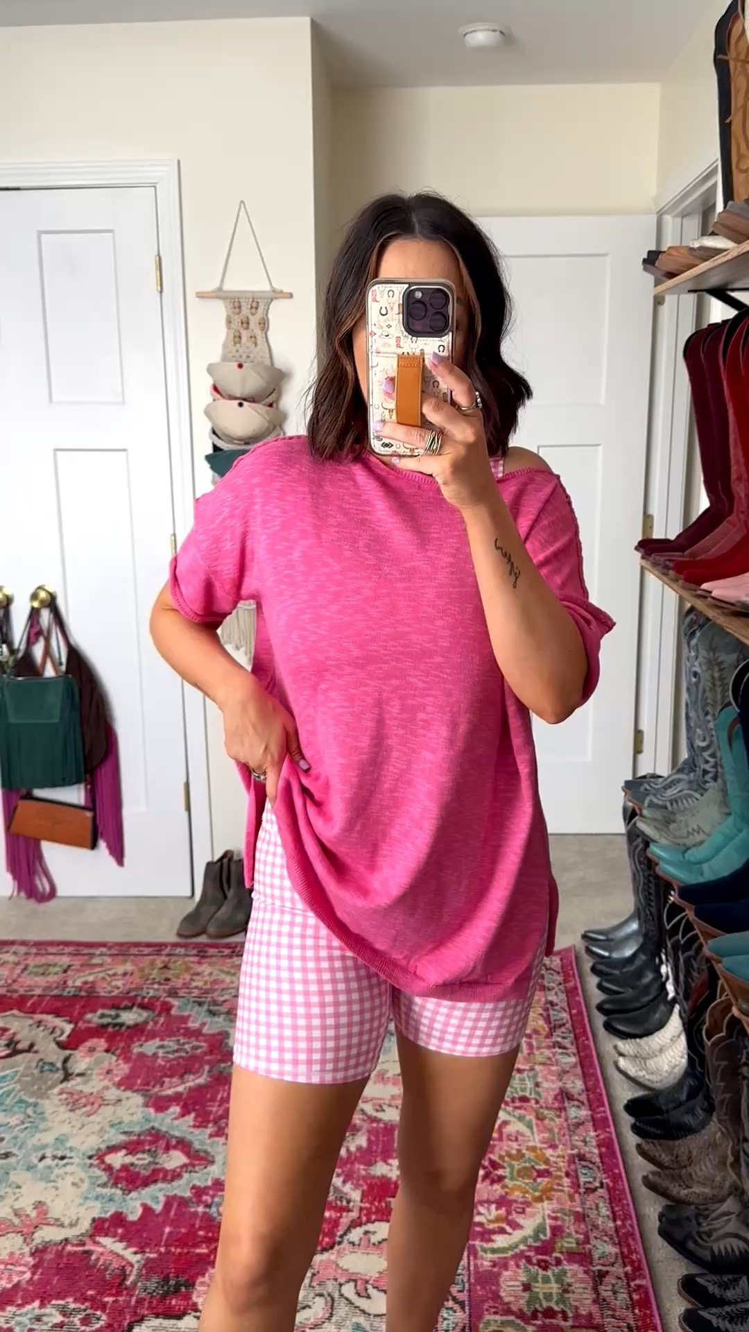 Medium in this gingham pink workout outfit  from Amazon ￼

#LTKfitnessgoals #LTKActive #LTKgrwm