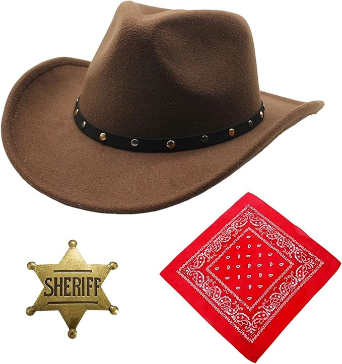 Raveparty Cowgirl Kostüm Damen, Cowboy Kostüm Herren, mit Halstuch Cowgril Hut Zubehör Accesso... | Amazon (DE)