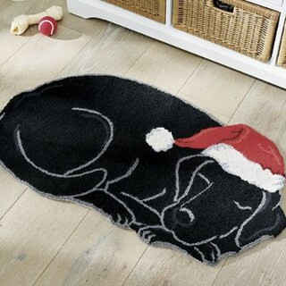 Holiday Black Lab Hooked Door Mat | Grandin Road | Grandin Road