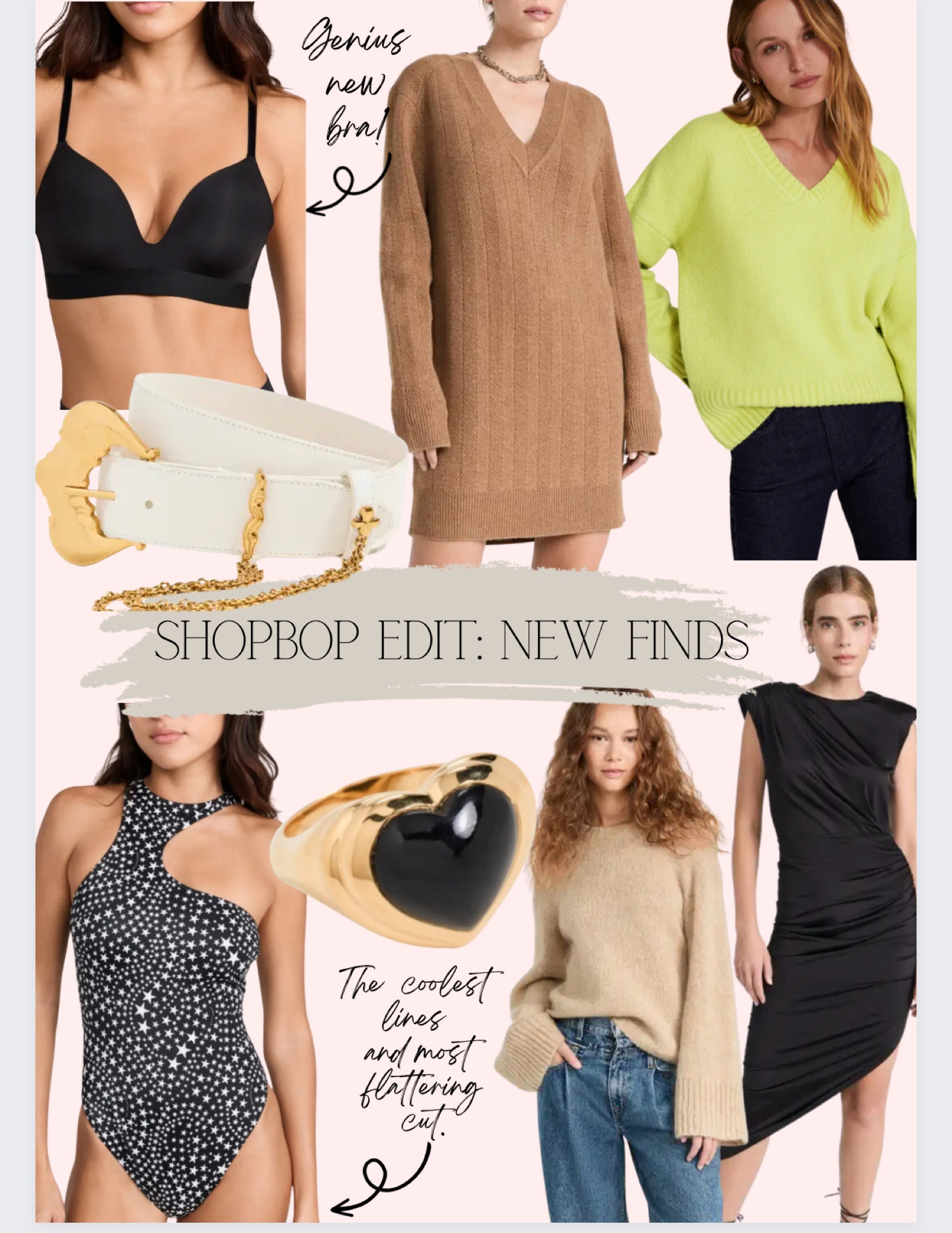 New Shopbop favorites for Fall. 

Best bra - fall outfits - sweater weather - sweater dress - black dress - fall uniform - belt - cocktail ring 

#LTKover40 #LTKworkwear #LTKstyletip