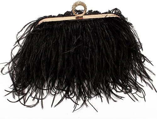 Women Real Natural Ostrich Feather Evening Bags Purses Clutch Vintage Banquet Handbag | Amazon (US)