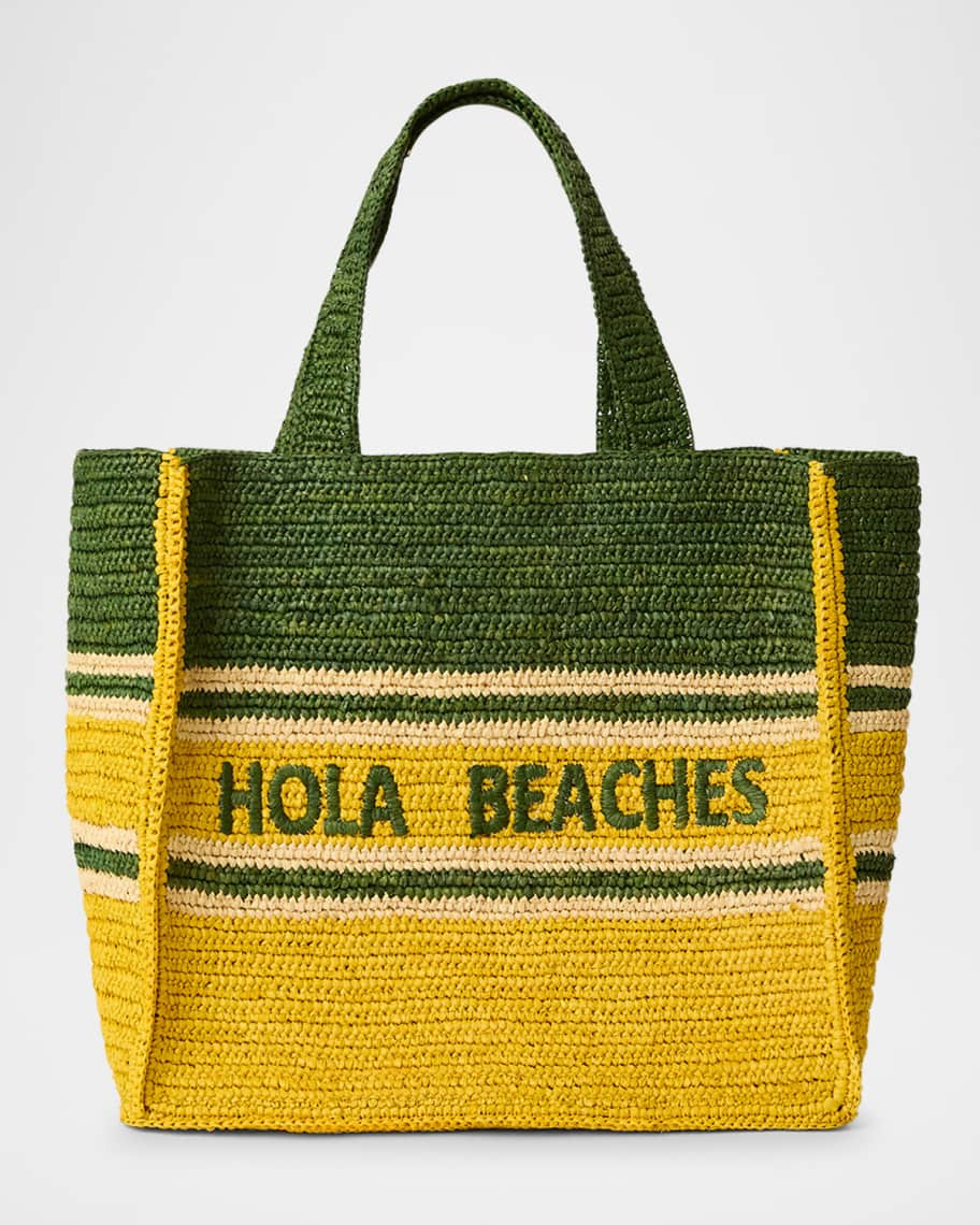 BTB Los Angeles Hola Beaches Straw Boxy Tote Bag | Neiman Marcus