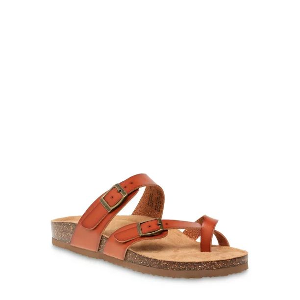 Time and Tru Women's Footbed Thong Slide Sandal, Wide Width Available - Walmart.com | Walmart (US)