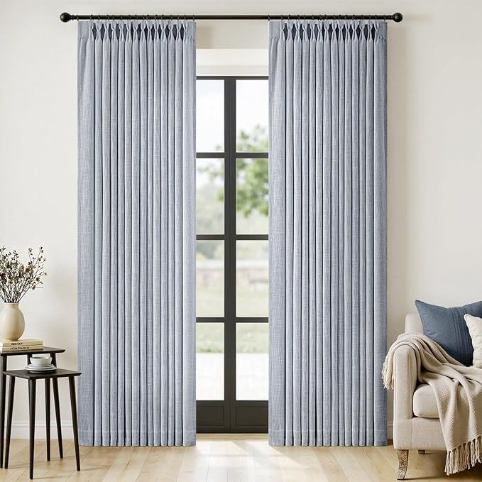MIULEE Pinch Pleated Thick Linen Curtains 84 Inches Long 2 Panels for Living Room Bedroom, Linen ... | Amazon (US)