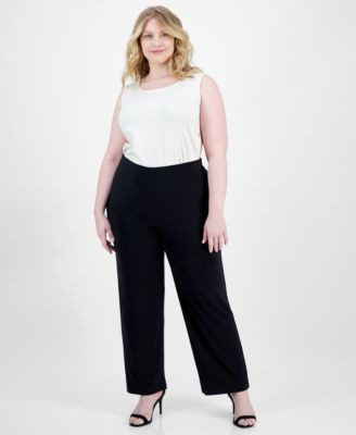Anne Klein Essentials Plus Size Cropped Pull-On Pants - Anne Black | Macy's