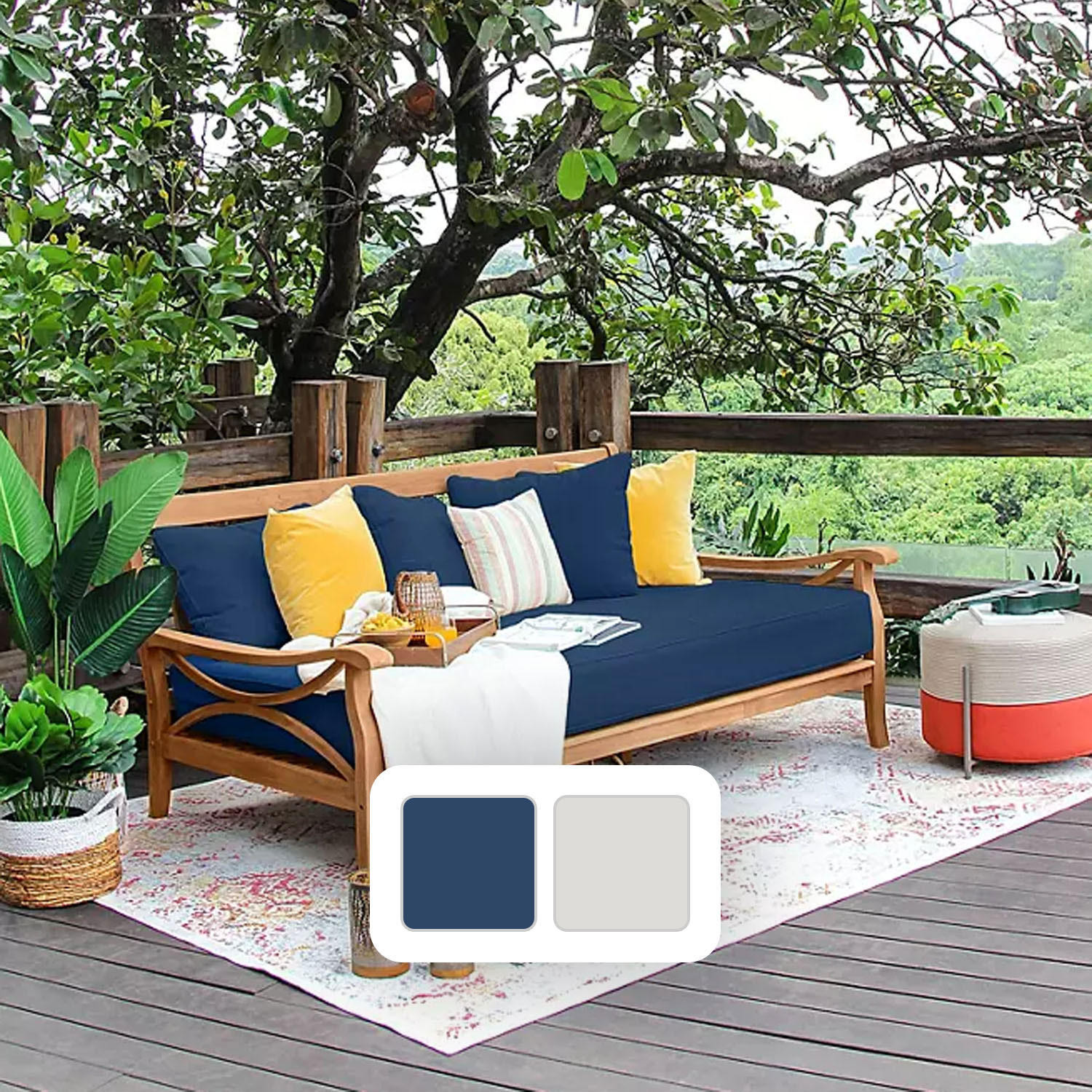 Cambridge Casual Catalina Teak Deep Seating Daybed with Cushion:- Beige | Sam's Club