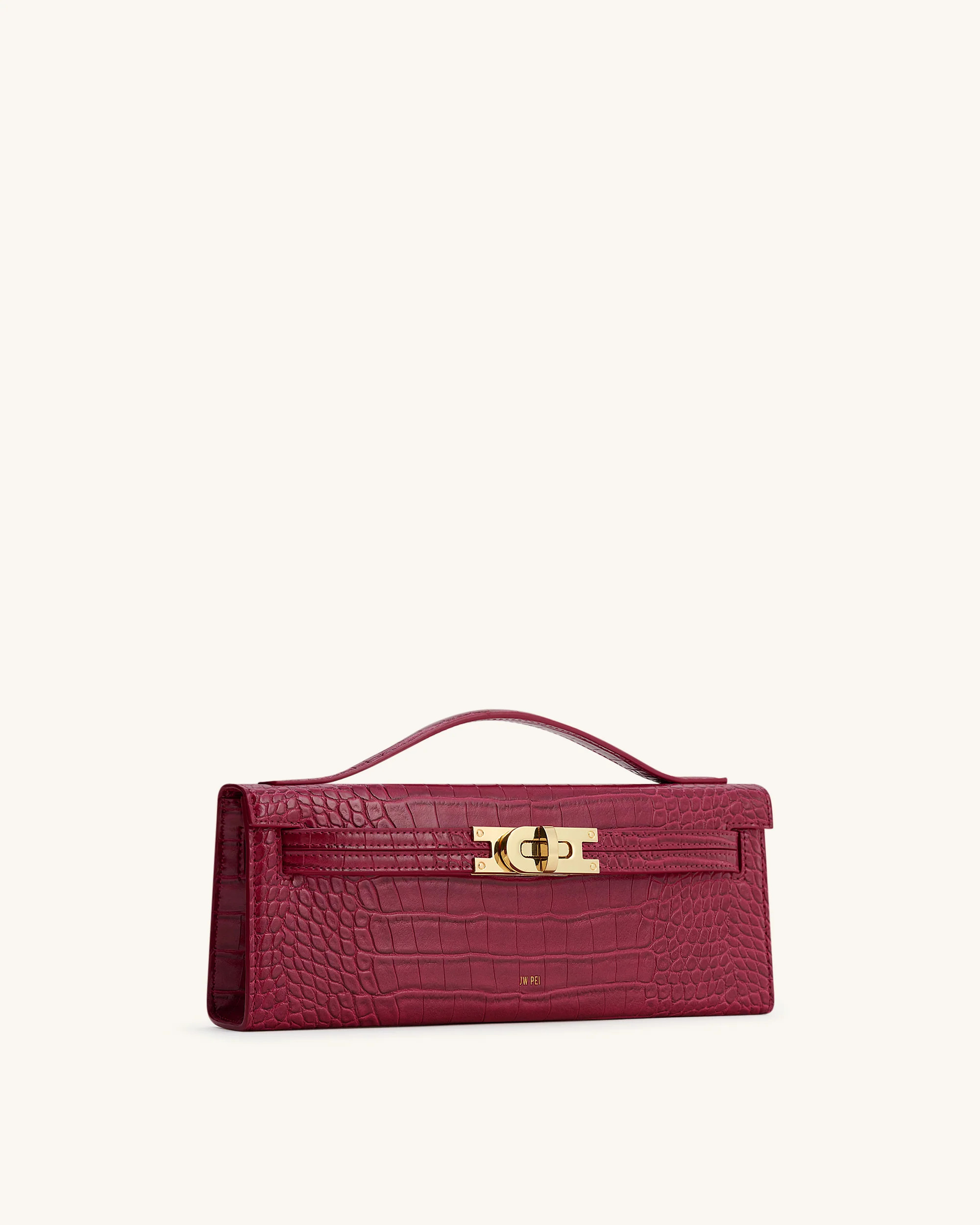 Bria Structured Top Handle Bag - Burgundy Croc | JW PEI US