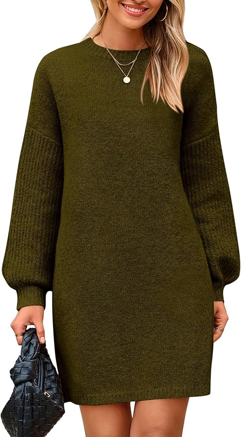 PRETTYGARDEN Women's 2024 Winter Pullover Sweaters Long Lantern Sleeve Crewneck Chunky Knit Slouc... | Amazon (US)