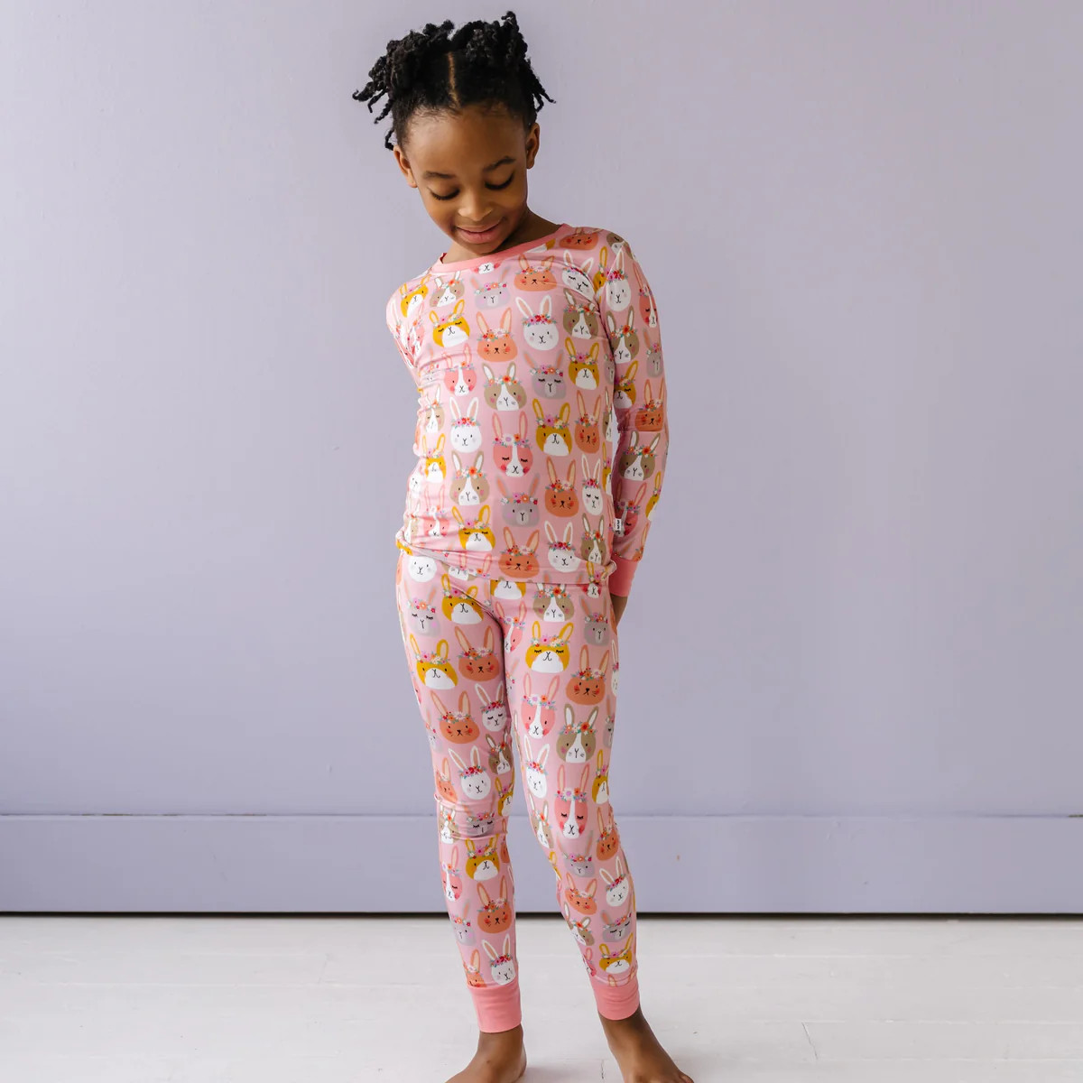 Boho Bunnies Two-Piece Bamboo Viscose Pajama Set | Little Sleepies