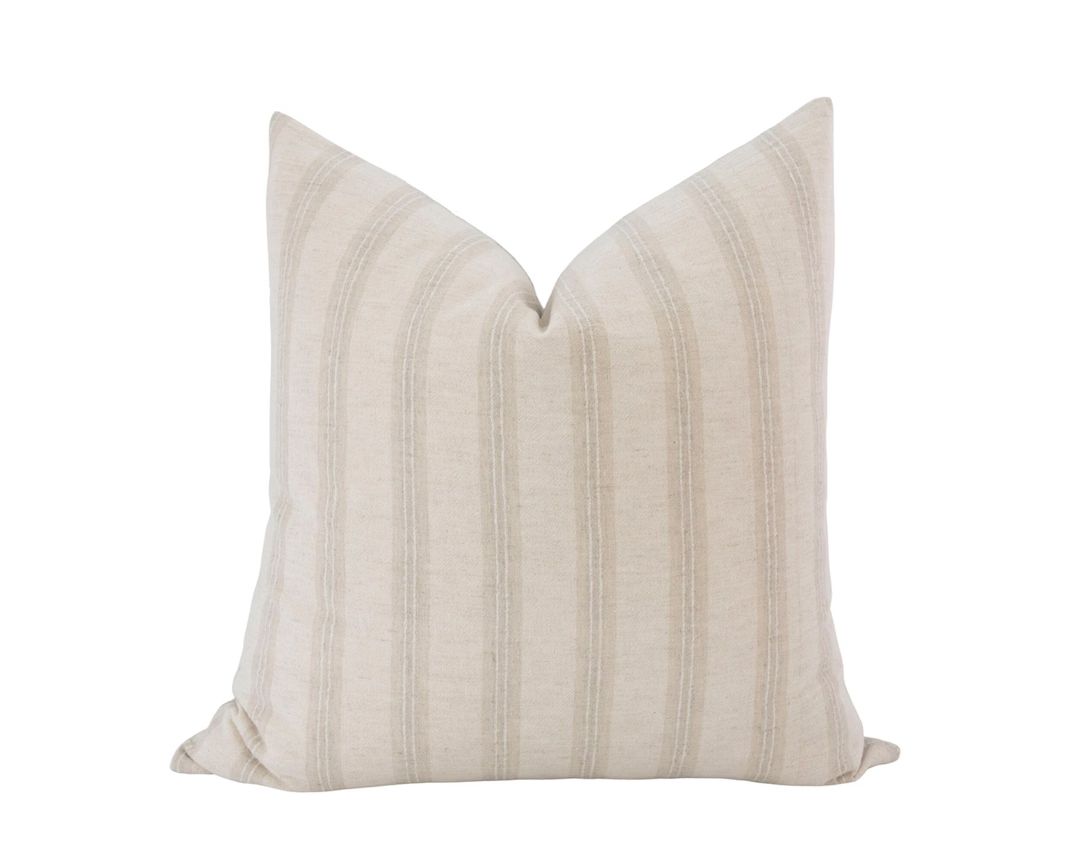 HARPER Light Tan Beige Stripe Pillow Cover Neutral Stripe Pillow Brown Stripe Pillow Cover Light ... | Etsy (US)