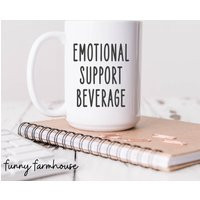 Emotional Support Beverage, 15 Oz, White, Ceramic Coffee Mug | Etsy (US)
