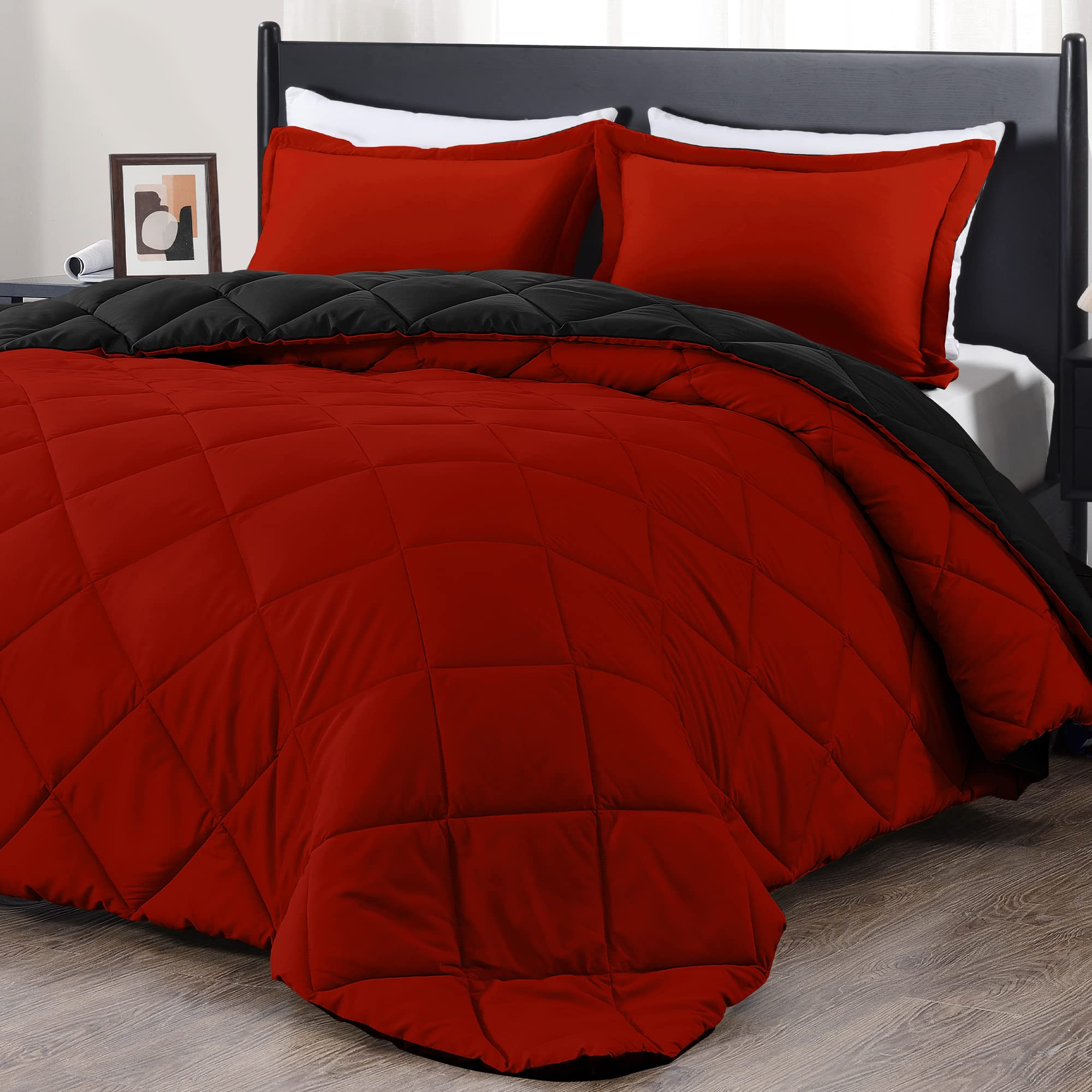 downluxe King Size Comforter Set - Red and Black King Comforter, Soft Bedding Sets for All Season... | Amazon (US)
