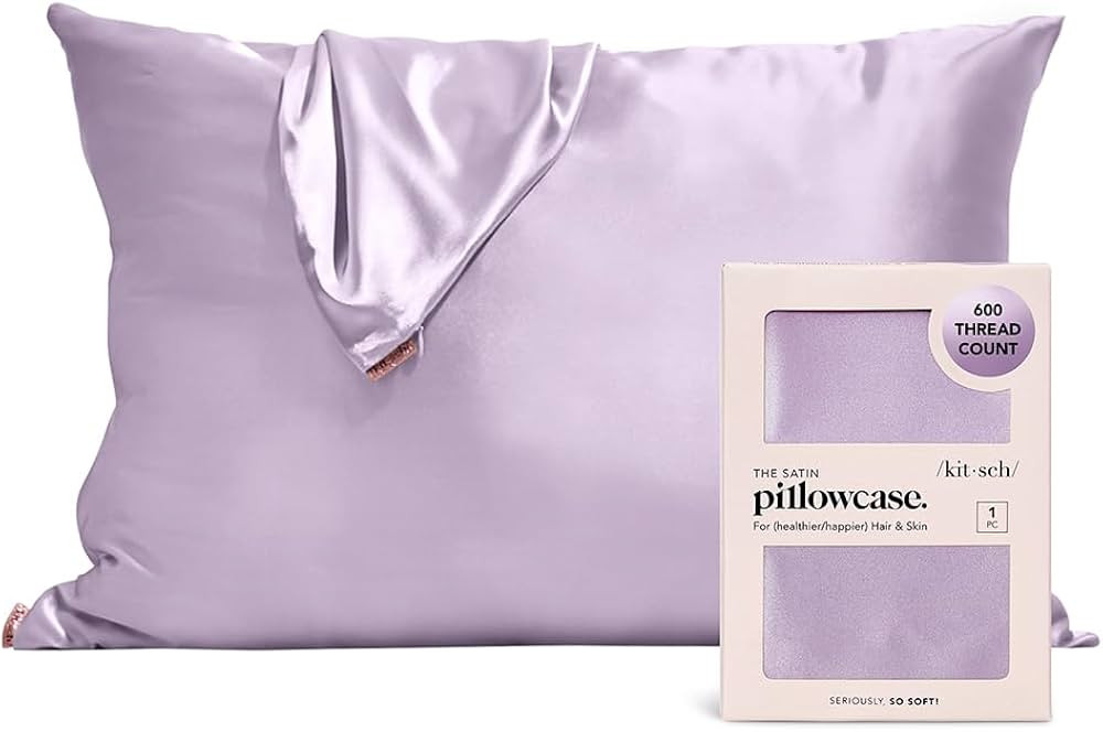 Kitsch Satin Pillowcase with Zipper for Hair & Skin, Softer Than Silk Pillow Cases Queen, Smooth ... | Amazon (US)