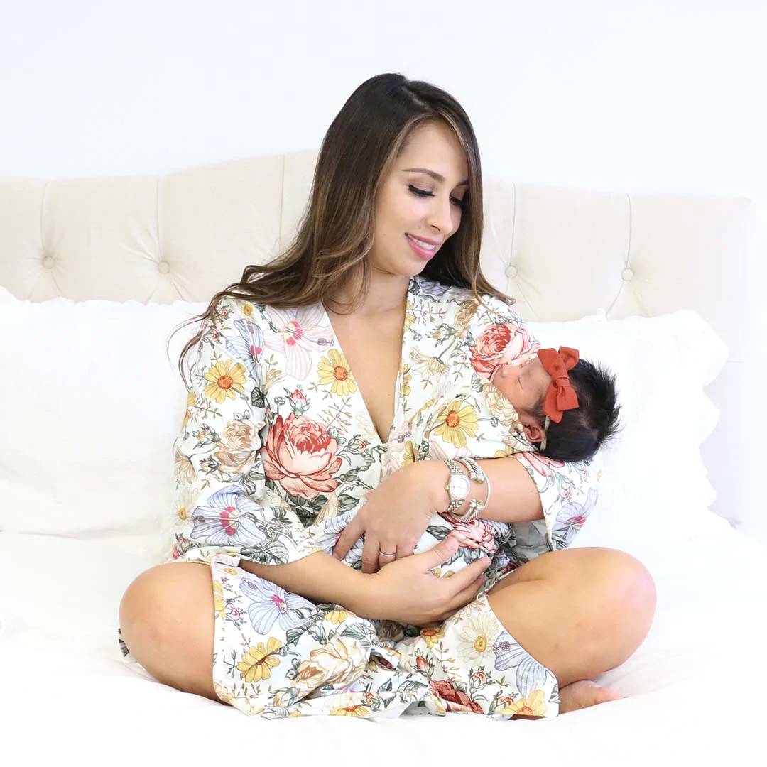 Peyton's Vintage Floral Knit Maternity Robe | Caden Lane