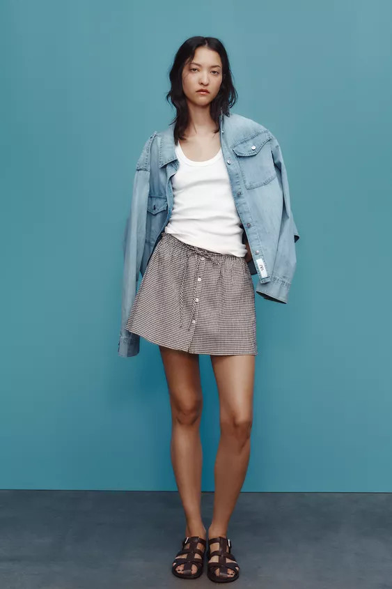 GINGHAM MINI SKIRT | Zara US