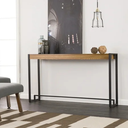 Holly & Martin Macen Console, Contemporary/Industrial Style, Weathered Gray Oak w/ Black, Weathered  | Walmart (US)