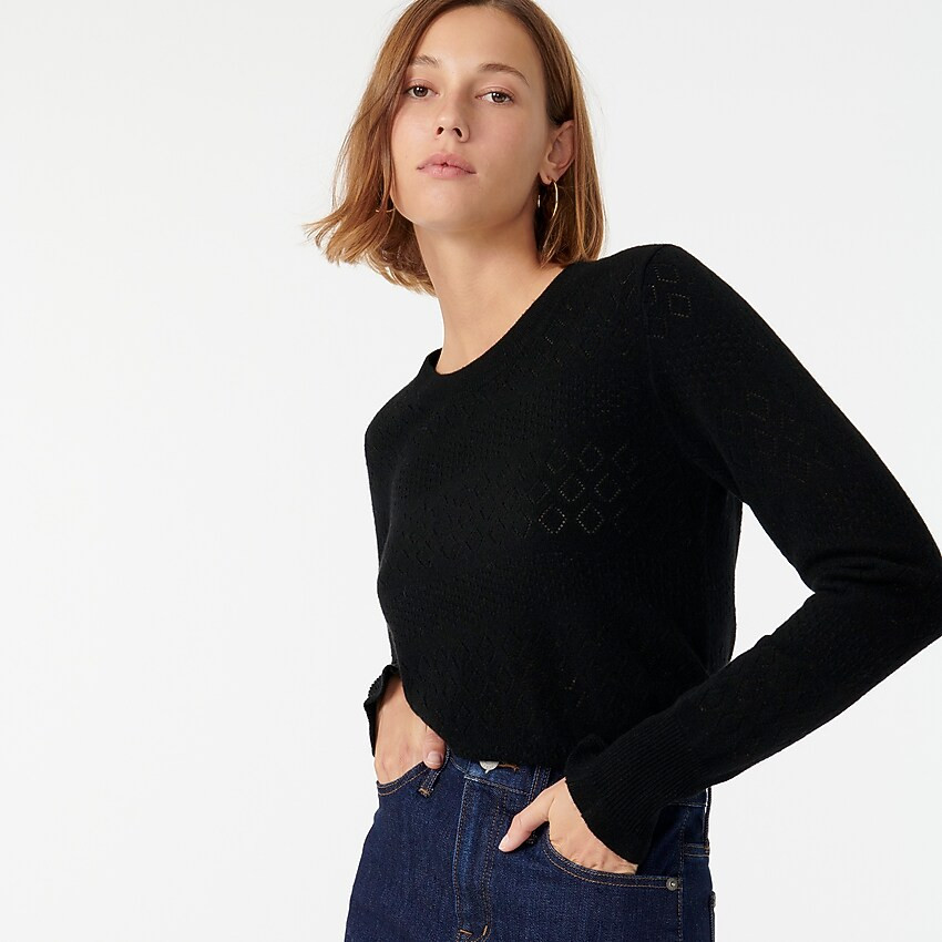 Cashmere crewneck sweater with pointelle stitch | J. Crew US
