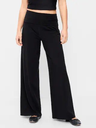 High-Waisted PowerChill Fold-Over Wide-Leg Pants | Old Navy (CA)