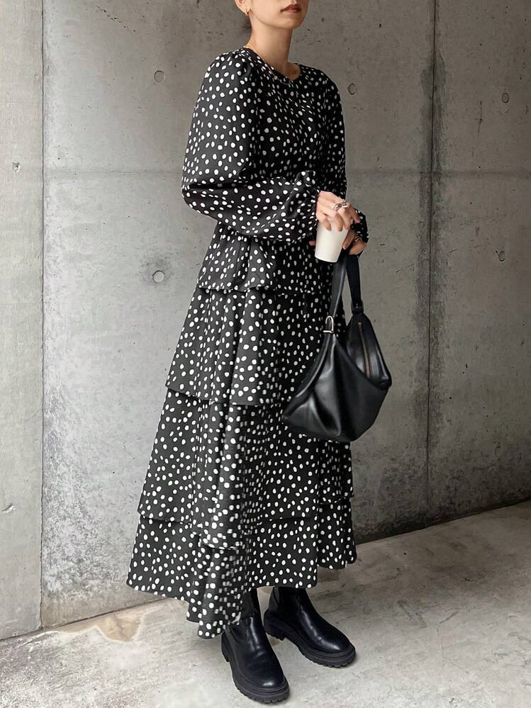 Black dress polka dot | SHEIN