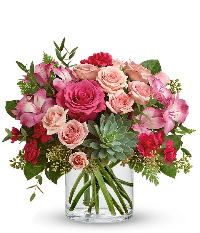 Pink Rose Succulent Garden | From You Flowers