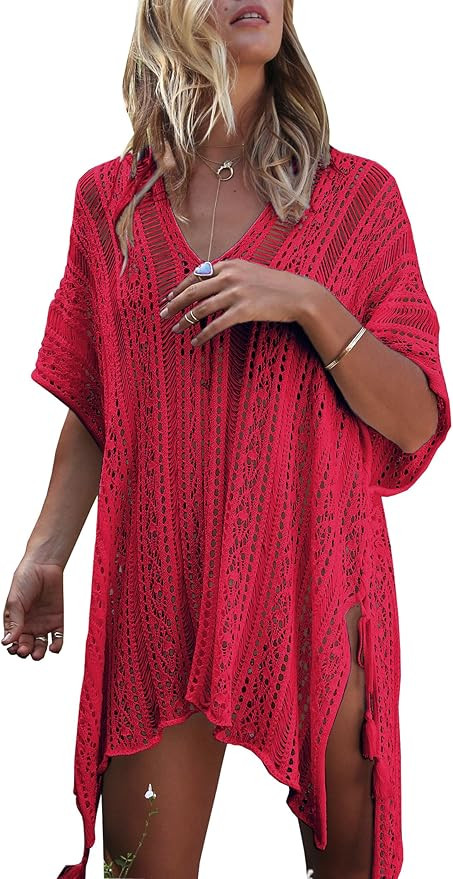 Wander Agio Beach Swimsuit for Women Sleeve Coverups Bikini Cover Up Net | Amazon (US)
