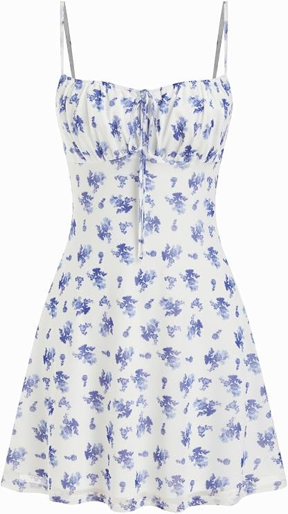CIDER Floral Dress for Women Summer Mini Dress Sundresses Sleeveless Scoop Neck Sun Dresses A-Lin... | Amazon (US)