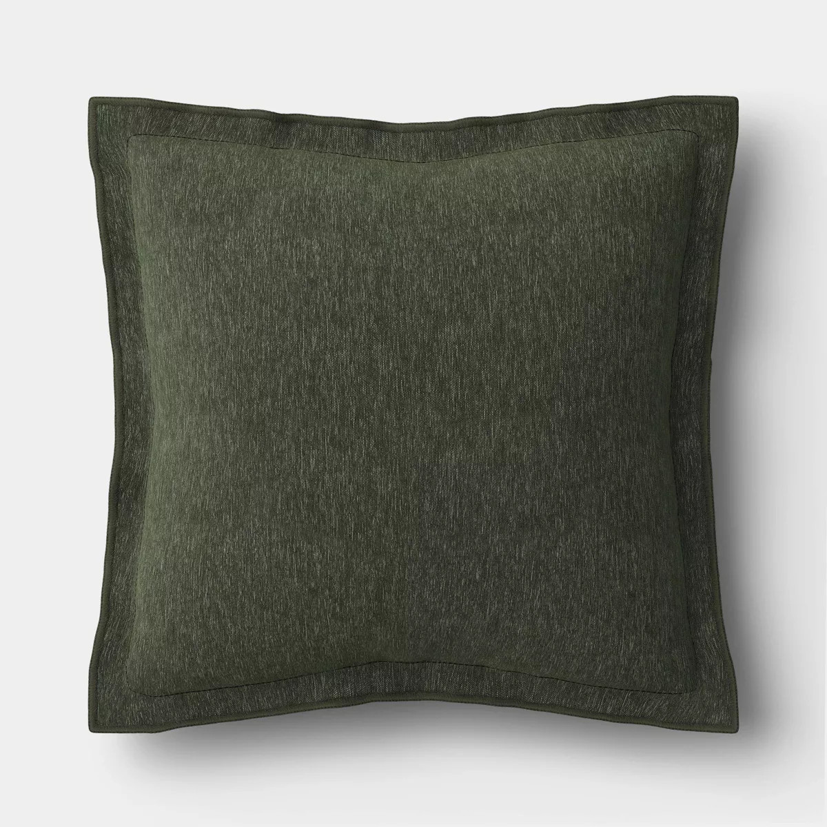 20"x20" Heathered Solid Double Flange Pillow Dark Green - Threshold™ | Target