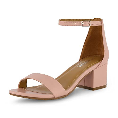 CUSHIONAIRE Alba Mid Block Heel Dress Shoes for Women – Open Toe Ankle Strap Heeled Women's Sandals with Memory Foam Comfort, BLUSH 9 | Amazon (US)