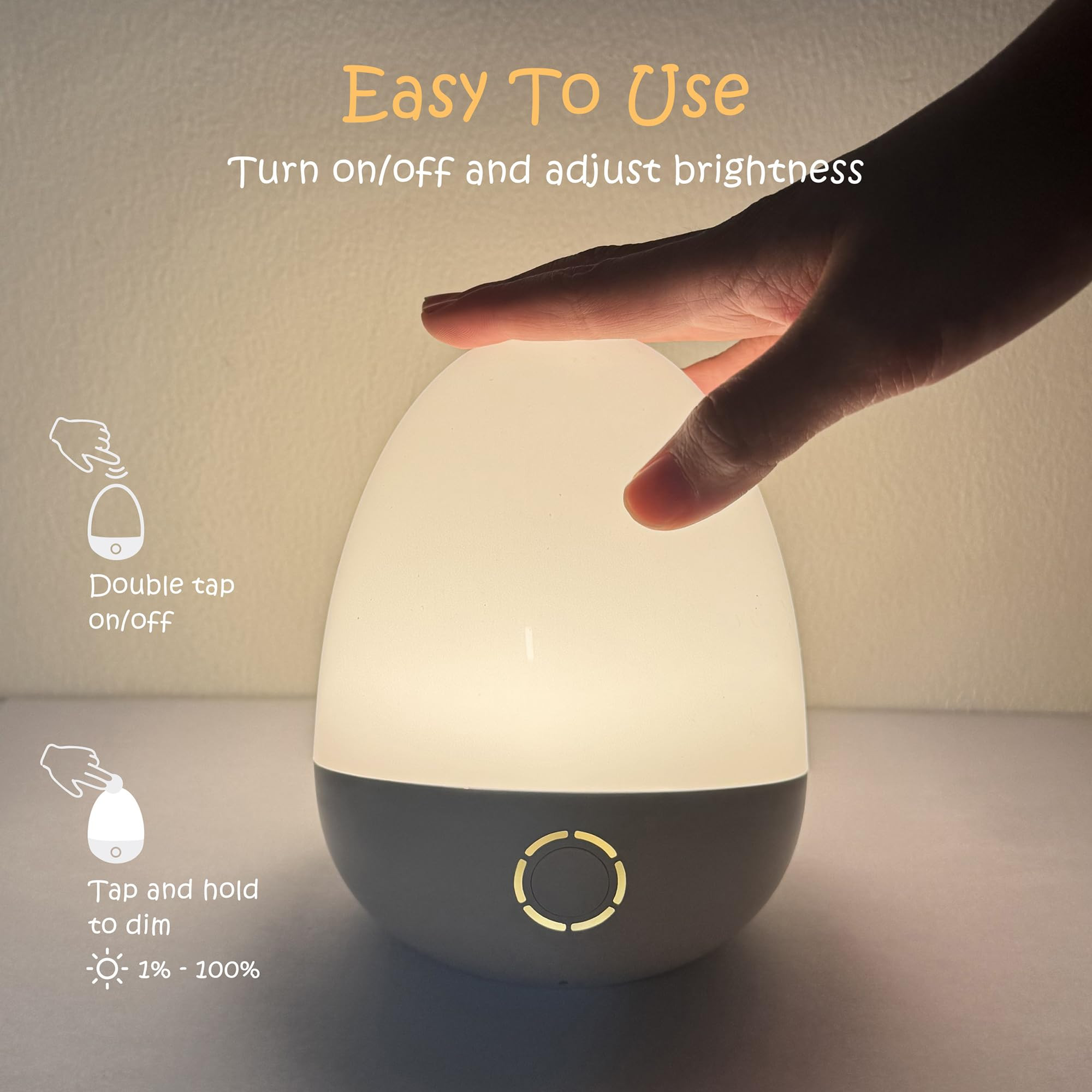 Touch Egg Night Light for Baby Nursery, Rechargeable Portable Kids Nightlight Lamp with 1-6H Feed... | Amazon (US)
