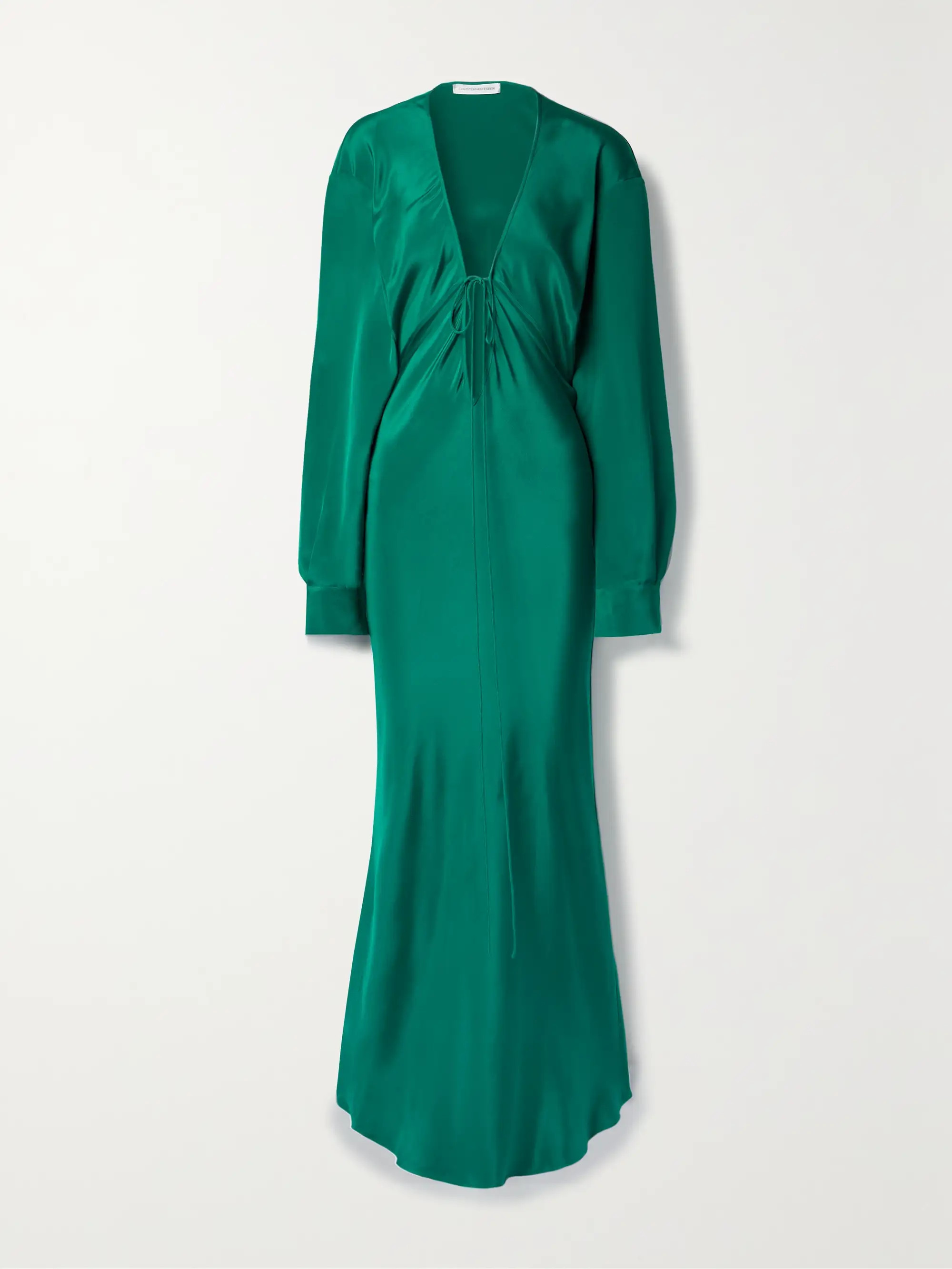 Dark green Triquetra cutout tie-front silk crepe de chine maxi dress | CHRISTOPHER ESBER | NET-A-... | NET-A-PORTER (US)