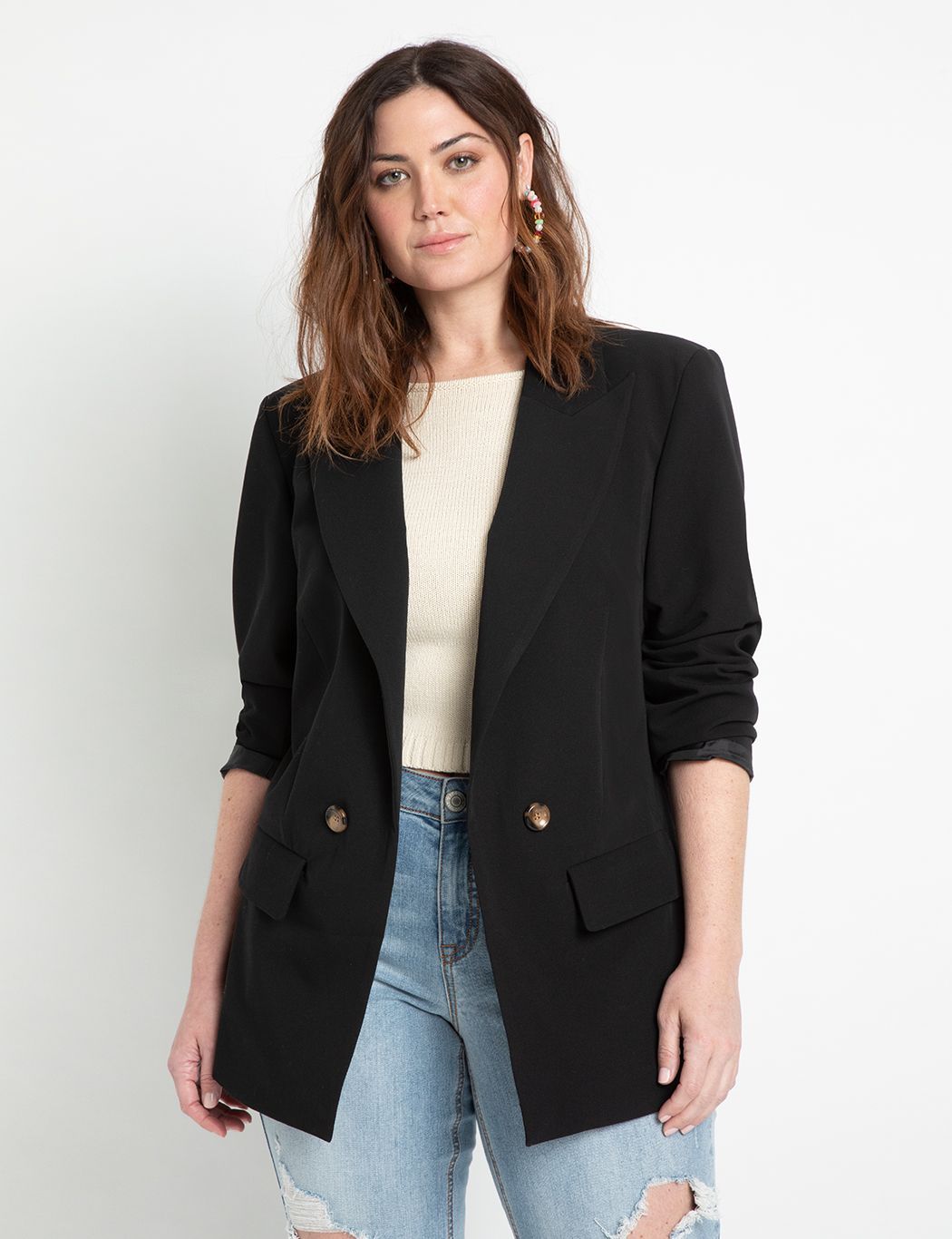 Long Relaxed Blazer | Women's Plus Size Coats + Jackets | ELOQUII | Eloquii