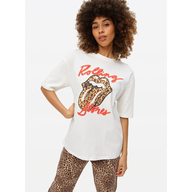 Rolling Stones Graphic Leopard Oversized T-Shirt 26 | Tu Clothing
