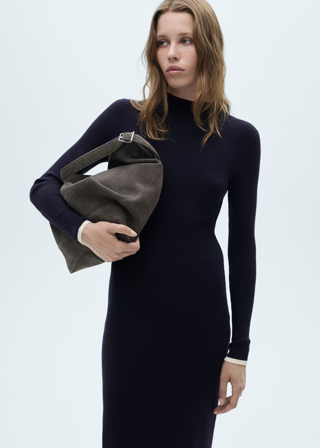 Knitted dress with contrasting trims | MANGO (UK)