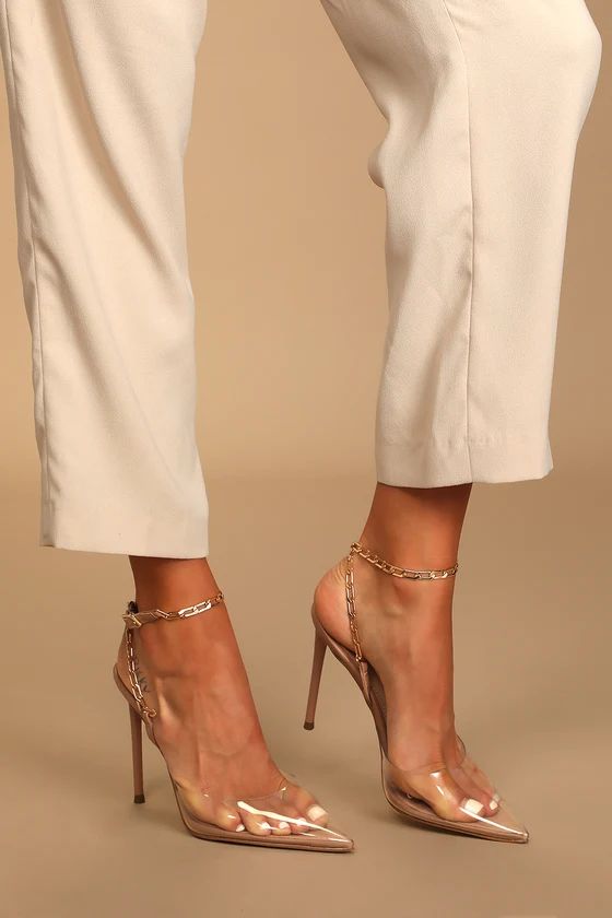 Victoriana Clear and Light Nude Ankle Strap Pumps | Lulus (US)