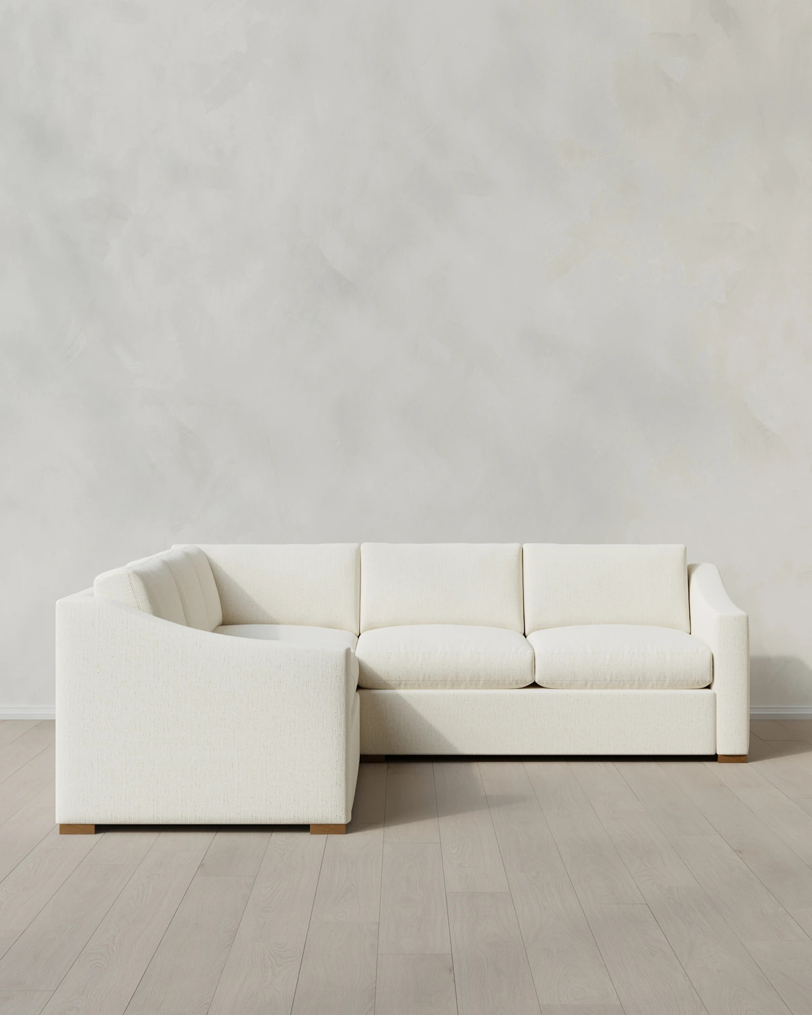 Hollis Slope Arm L Sectional in Performance Chenille Linen Blend in Marshmallow | Quince
