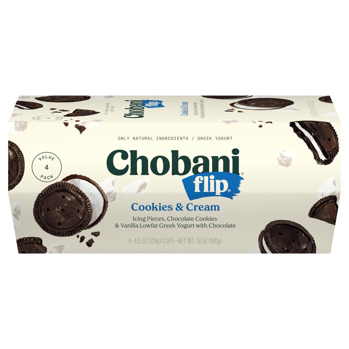 Chobani Flip Cookies & Cream Low Fat Greek Yogurt - 4ct/4.5oz | Target