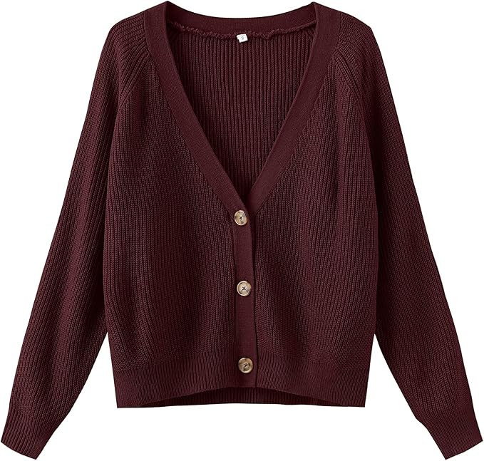 TASAMO Women's Long Sleeve Knit Sweater Open Front Cardigan Button Loose Outerwear | Amazon (US)