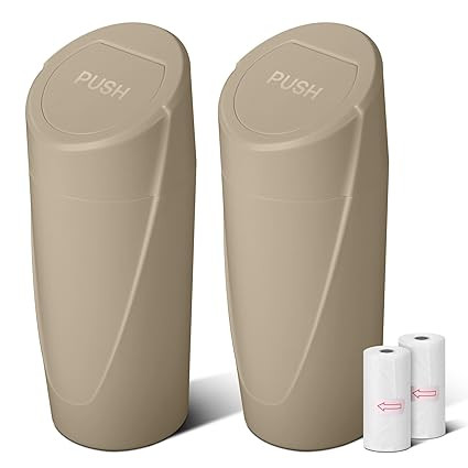 Car Trash Can Bin with Lid - 2 Packs Car Garbage Can Cup Holder - Beige Mini Leakproof Vehicle Tr... | Amazon (US)