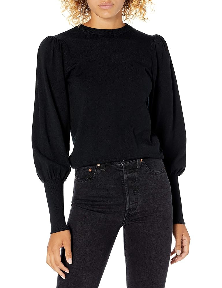 The Drop Women's Vivienne Padded-Shoulder Balloon-sleeve Crewneck Sweater | Amazon (US)