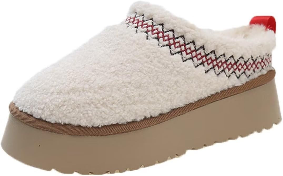 Axoazdm Women's Platform Braid Slippers with Plush Fleece Lining Fuzzy House Slippers Slip on Min... | Amazon (US)