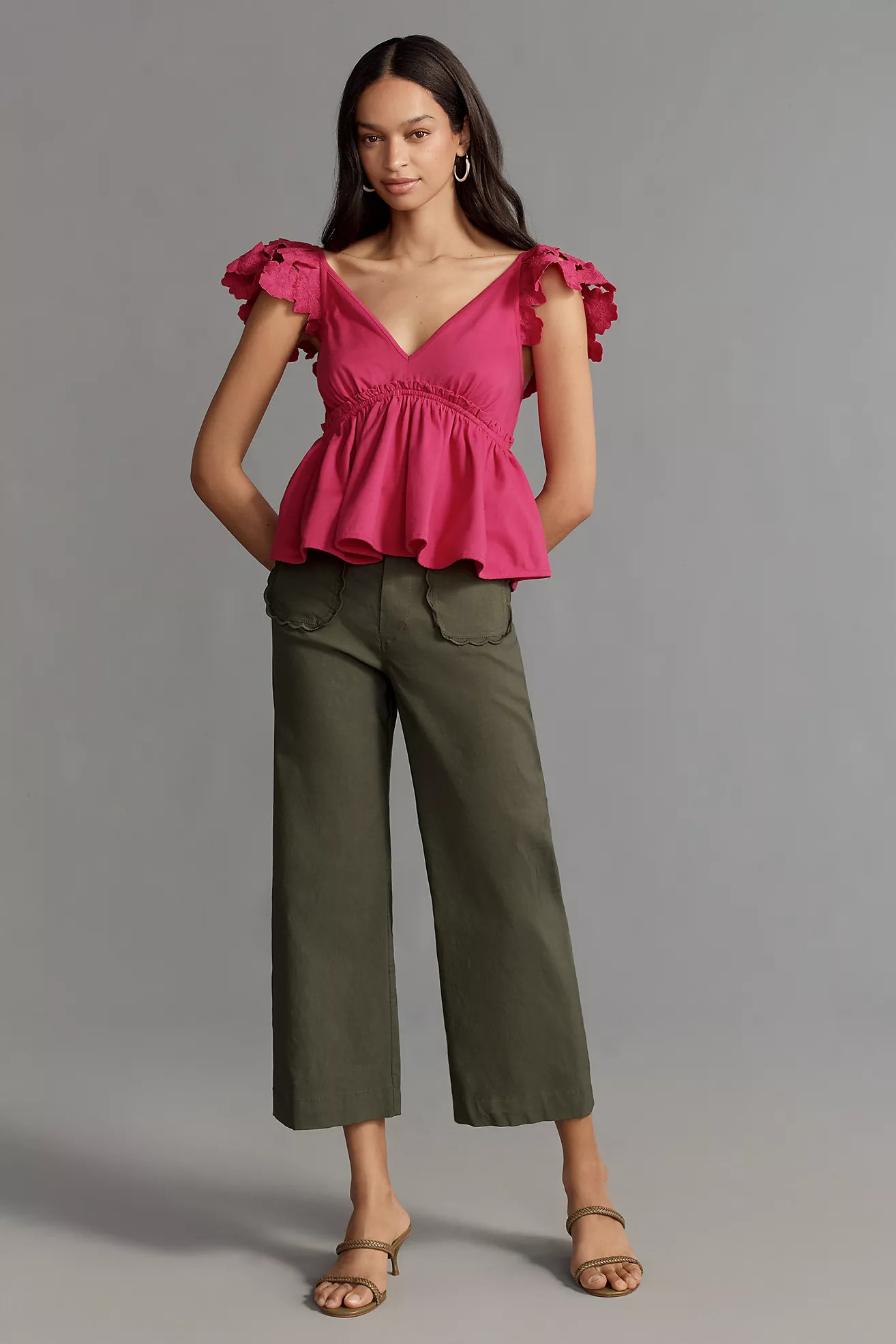 The Colette Scallop-Pocket Crop Wide-Leg Pants by Maeve | Anthropologie (US)