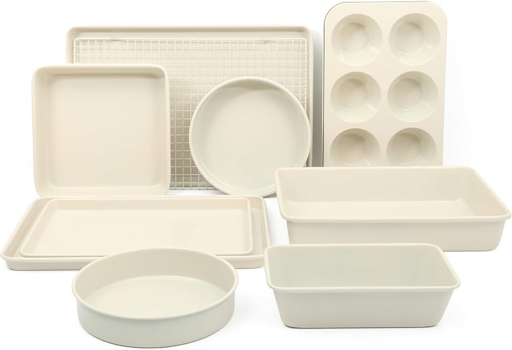 Martha Stewart Gallen 10 Piece Baking Pans Ceramic PFA Free Non Toxic Non Stick Bakeware Set - Li... | Amazon (US)