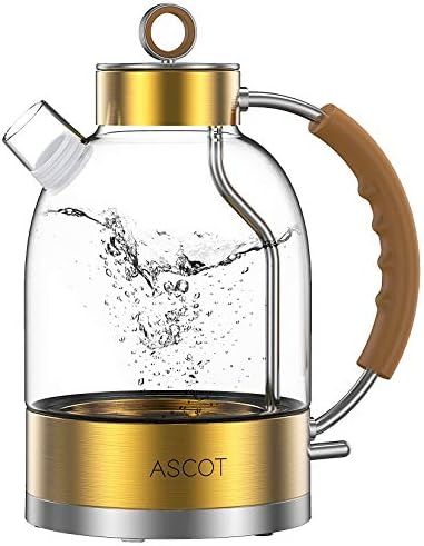 Electric Kettle, ASCOT Electric Tea Kettle 1.7QT, 1500W Glass Electric Kettle,Gold Stainless Stee... | Amazon (US)