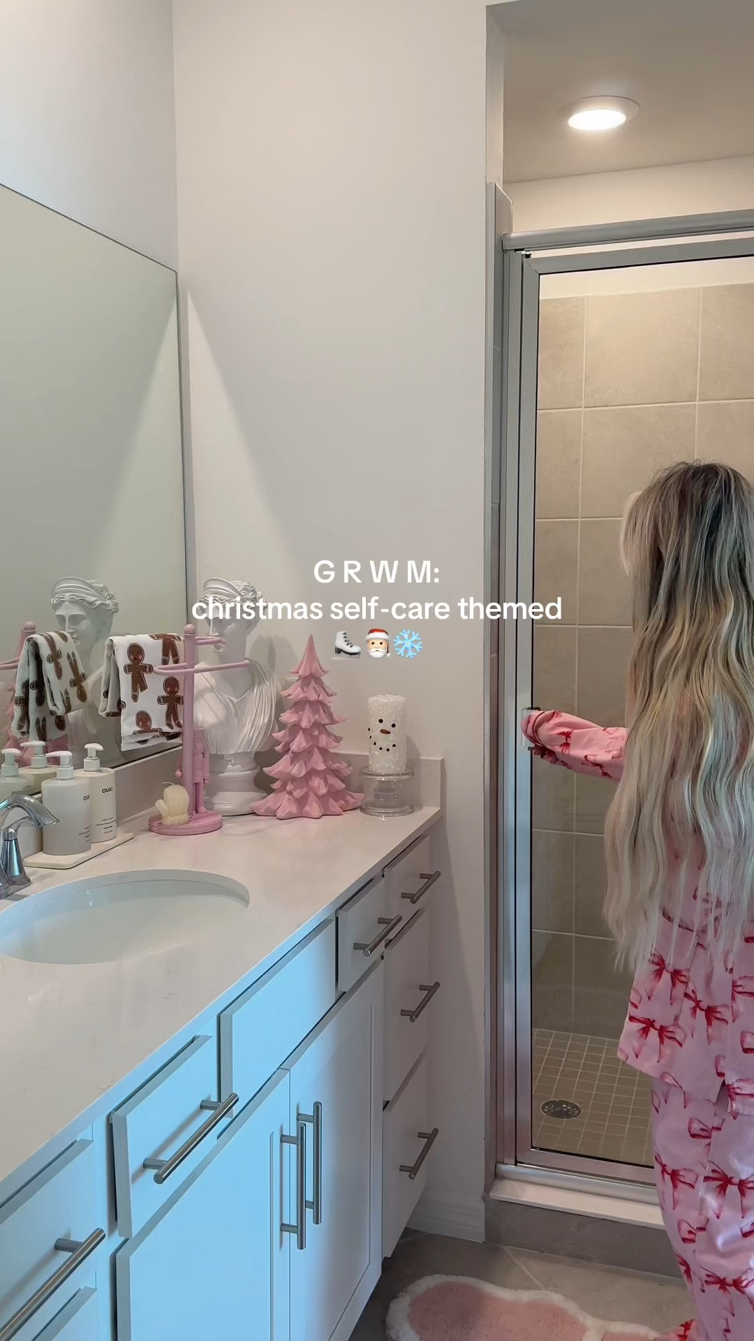 christmas grwm links 🤍❄️🎀 red bow sweater from Hollister (sold out, similars linked)🫶🏻

gifts for her. Christmas gift ideas. Pink christmas decor. Pink bow pajamas. Coquette bow sweater. Winter fashion. Cozy winter outfit. Christmas pjs. Pinkmas finds. Christmas beauty products. Holiday limited edition products.
#LTKstyletip #LTKhome #LTKmidsize 

#LTKbeauty #LTKSeasonal #LTKVideo