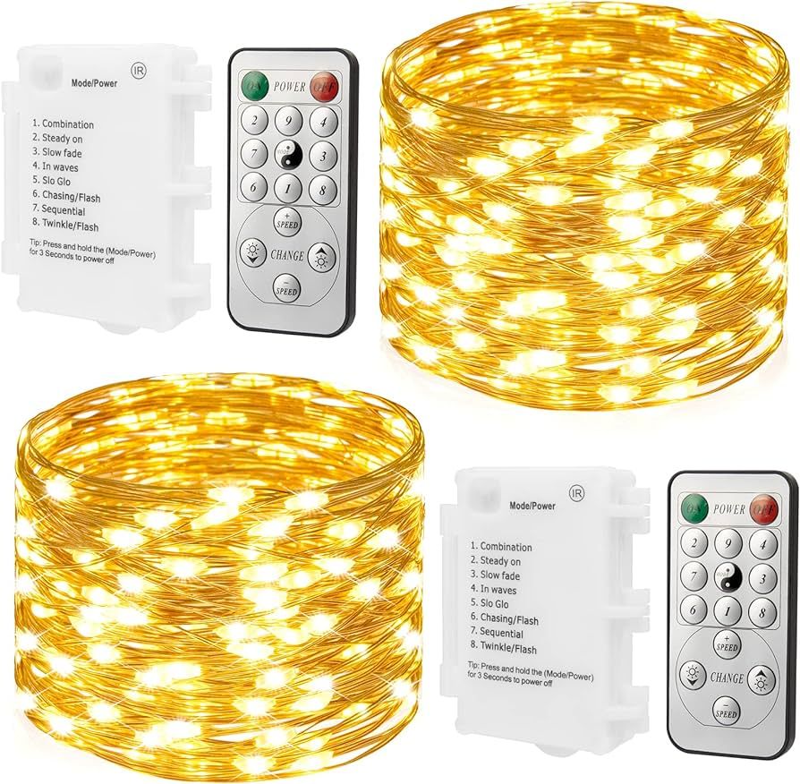 koopower 2X 50 LEDs Battery Fairy Lights with Timer on 16ft Waterproof Copper String for Outdoor,... | Amazon (US)