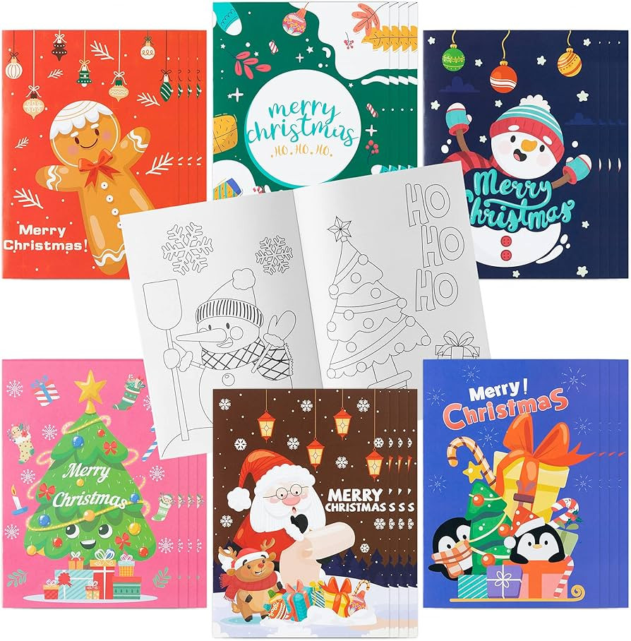 MALLMALL6 24Pcs Christmas Coloring Books Including Santa Claus Elk Ginger Man Mistletoe Elf Sleig... | Amazon (US)