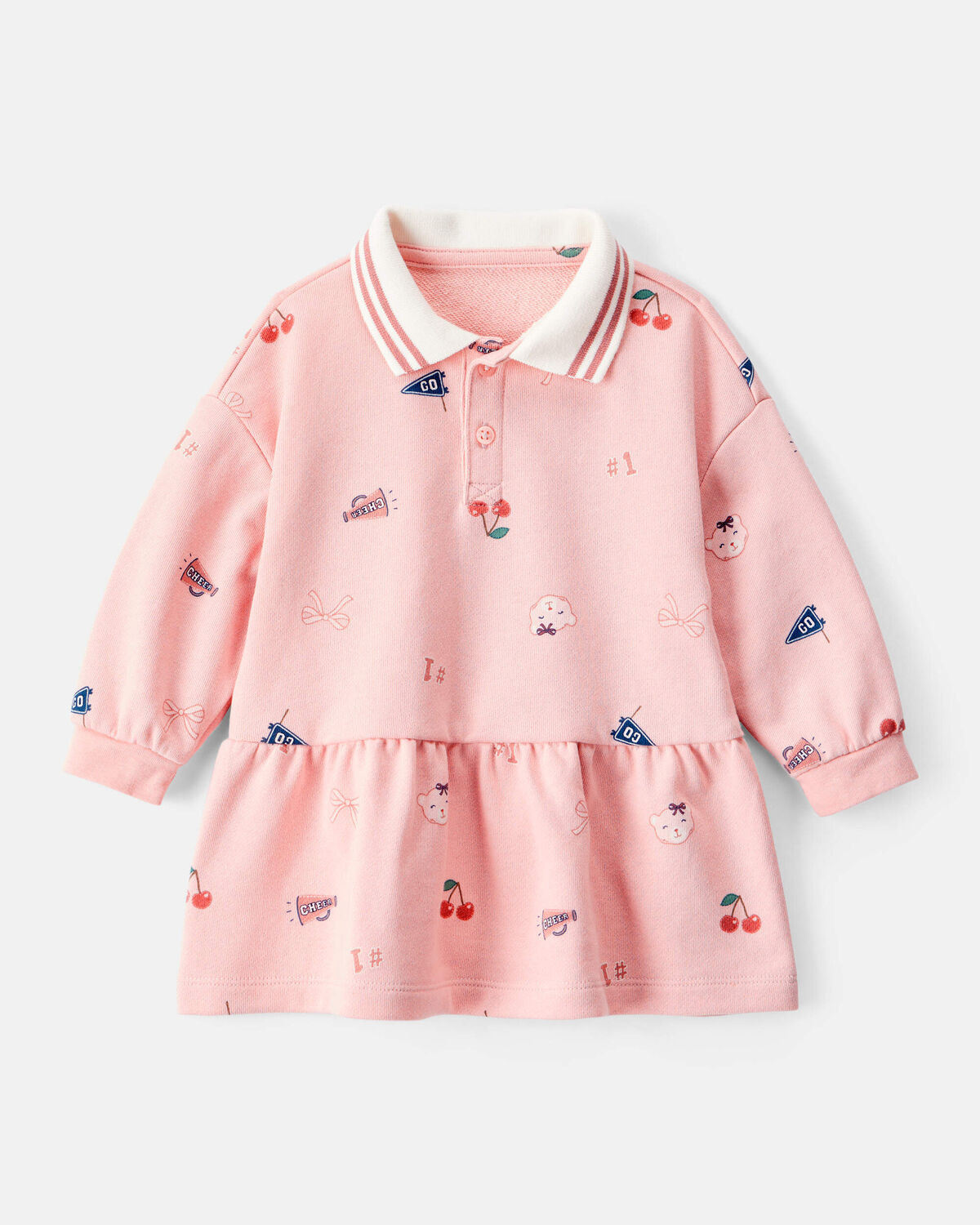 Baby Girl Art Print Collared Long-Sleeve Dress - Pink - Carter's | Carter's | Carter's Inc