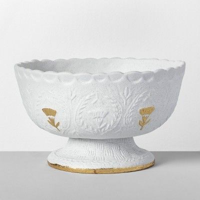 10.8" x 6.1" Decorative Stoneware Bowl White/Gold - Opalhouse™ | Target