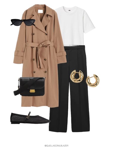 Spring outfit with white t-shirt, black trousers, trench and mesh ballerina 

Idea look primaverile con t-shirt bianca, pantaloni neri, trench e ballerine mesh 

White t-shirt, black trousers, classic trench, mesh ballerina

T-shirt bianca, pantaloni neri, trench classico, ballerine mesh, occhiali da sole, H&M, Uniqlo, mango

#LTKworkwear #LTKstyletip #LTKeurope