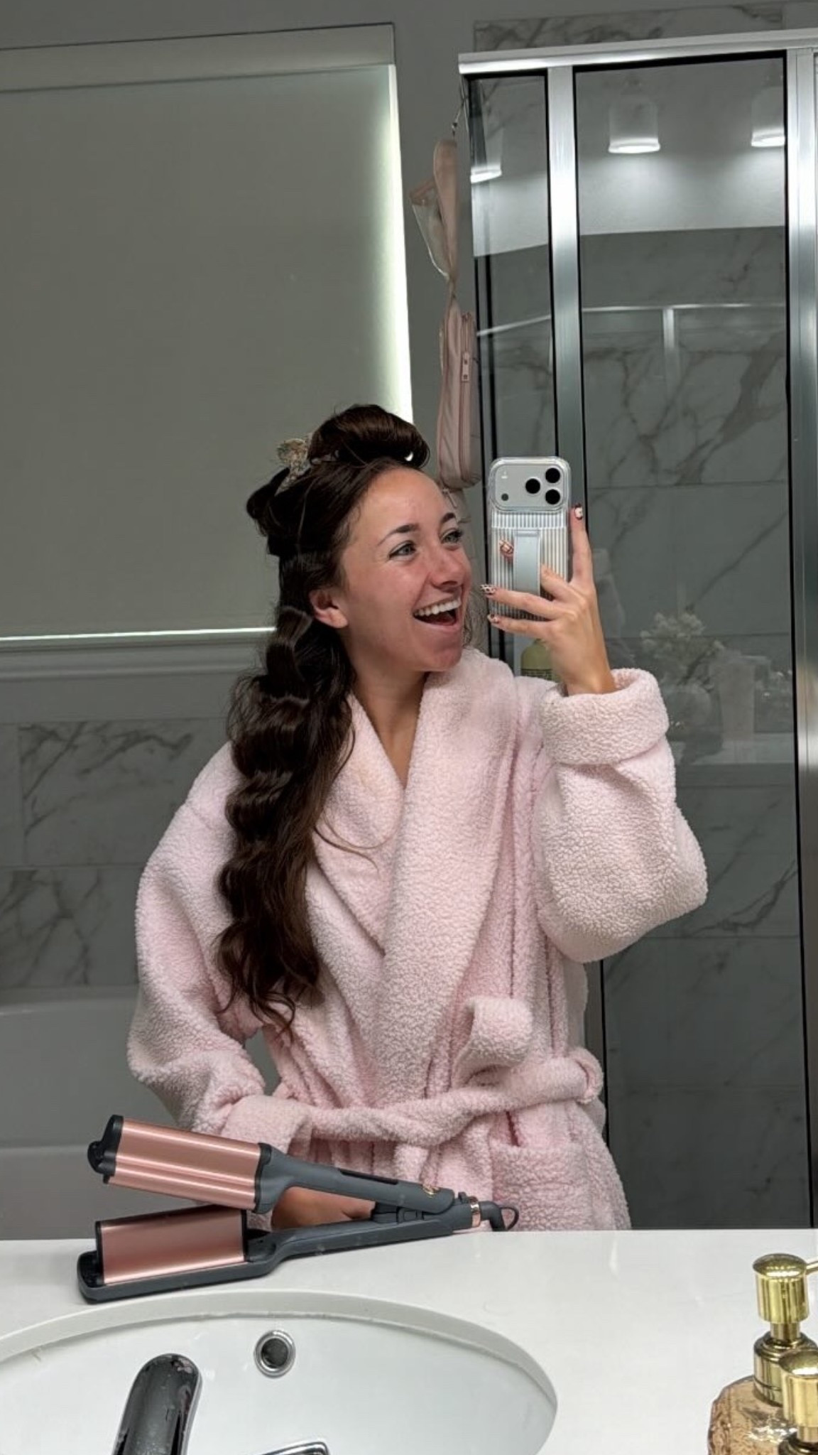 This ROBE is life changing! Also snapped this picture of me while I was crimping my hair haha 

#LTKHoliday #LTKselfcare #LTKmorningroutine